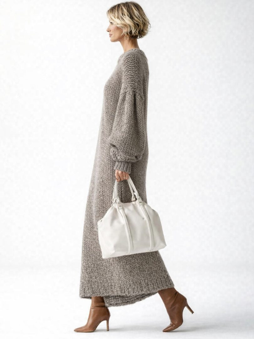 Strickkleid mit Rippstruktur und Maxilänge für Damen
