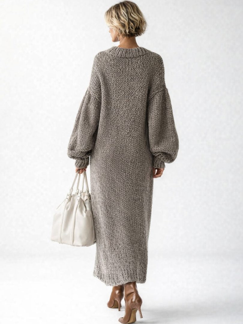 Strickkleid mit Rippstruktur und Maxilänge für Damen