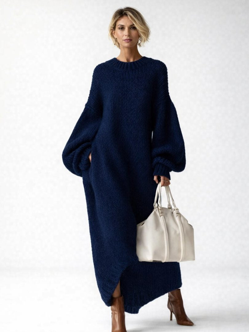 Strickkleid mit Rippstruktur und Maxilänge für Damen