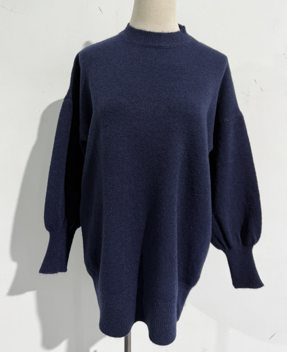 Strickpullover mit weitem Schnitt und Rippbündchen für Damen - Dunkelblau