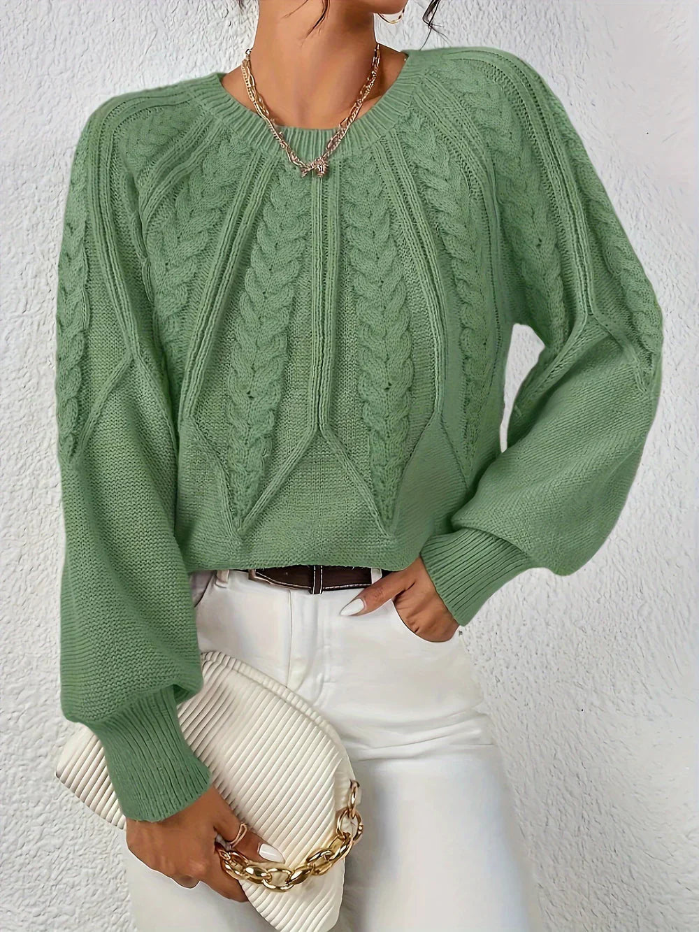 Strickweste mit Blumenmuster und Knöpfen für Damen