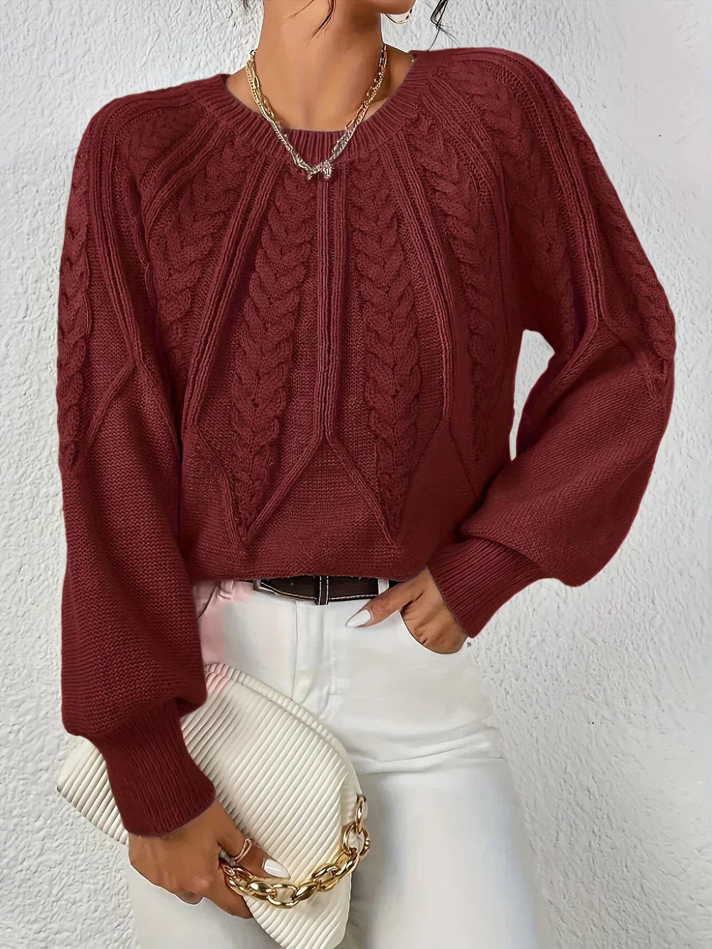 Strickweste mit Blumenmuster und Knöpfen für Damen