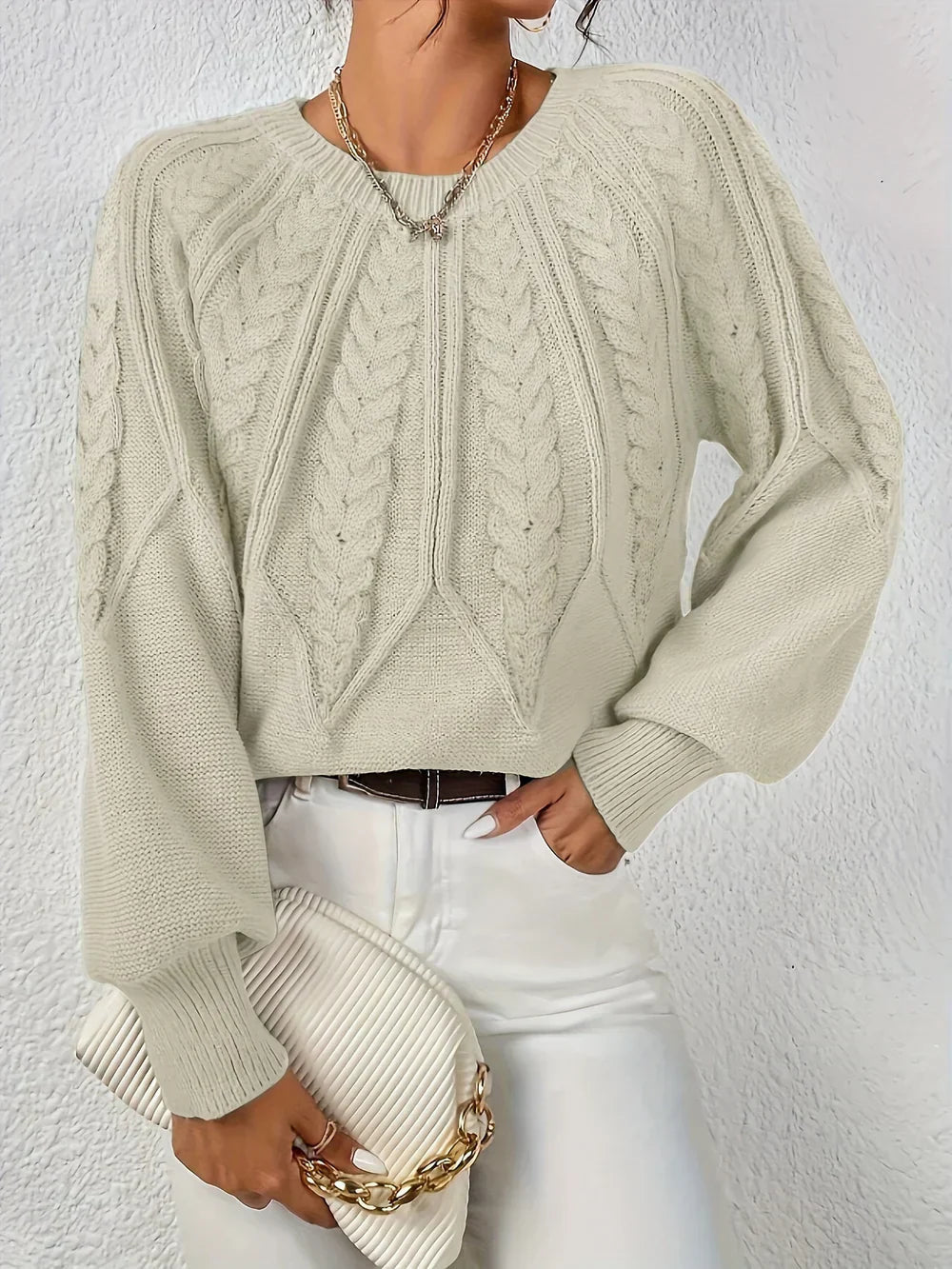 Strickweste mit Blumenmuster und Knöpfen für Damen