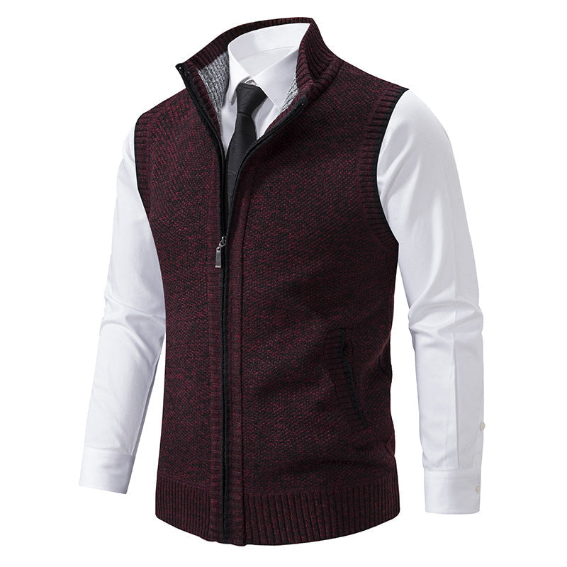 Strickweste mit Stehkragen und Eingrifftaschen für Herren