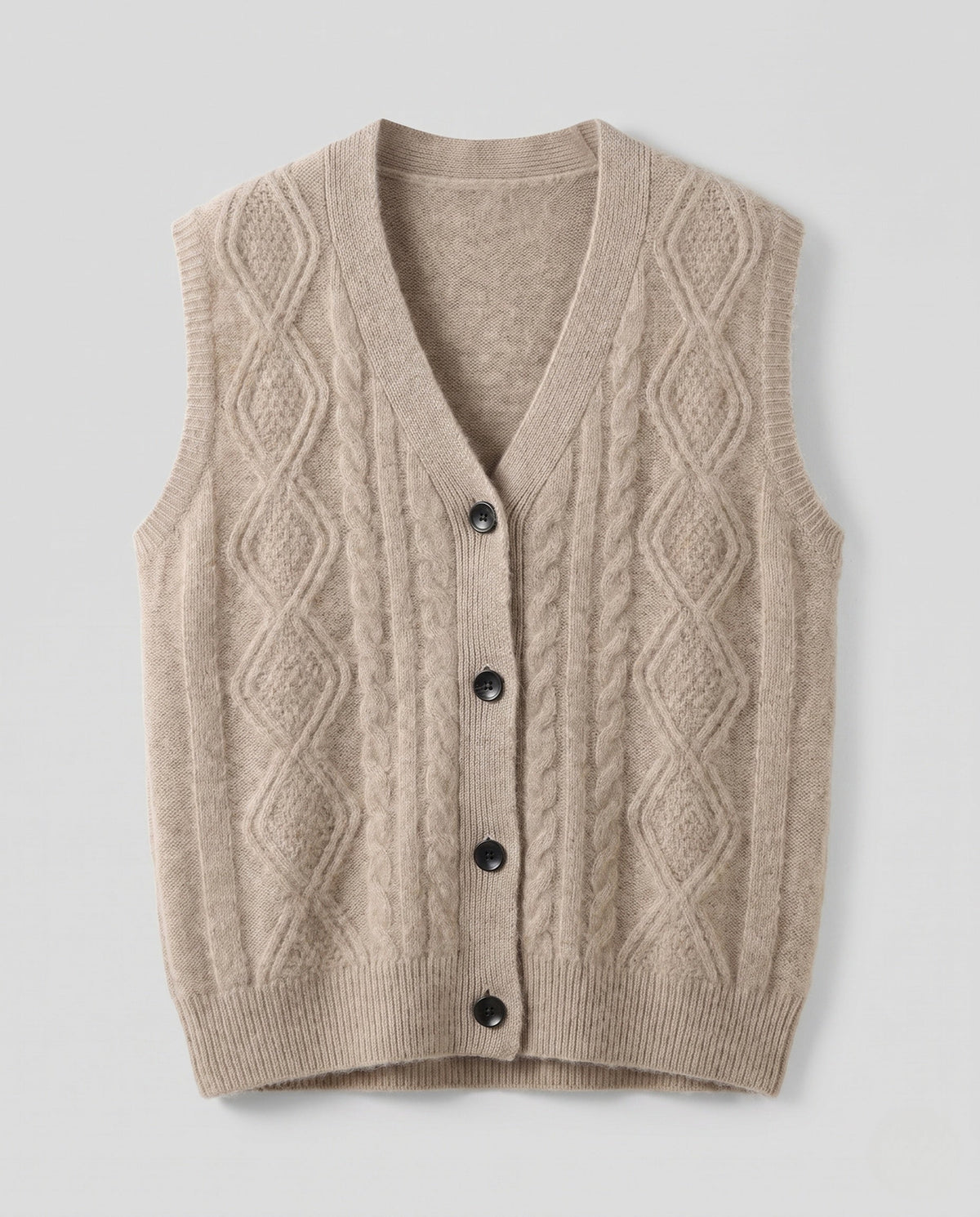 Strickweste mit Zopfmuster und V-Ausschnitt für Damen