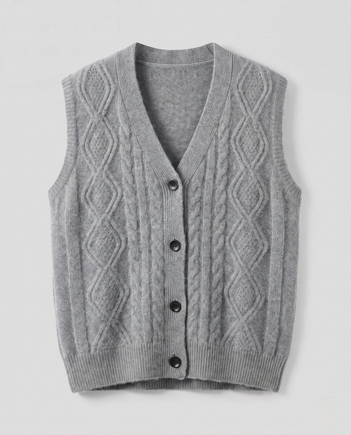 Strickweste mit Zopfmuster und V-Ausschnitt für Damen