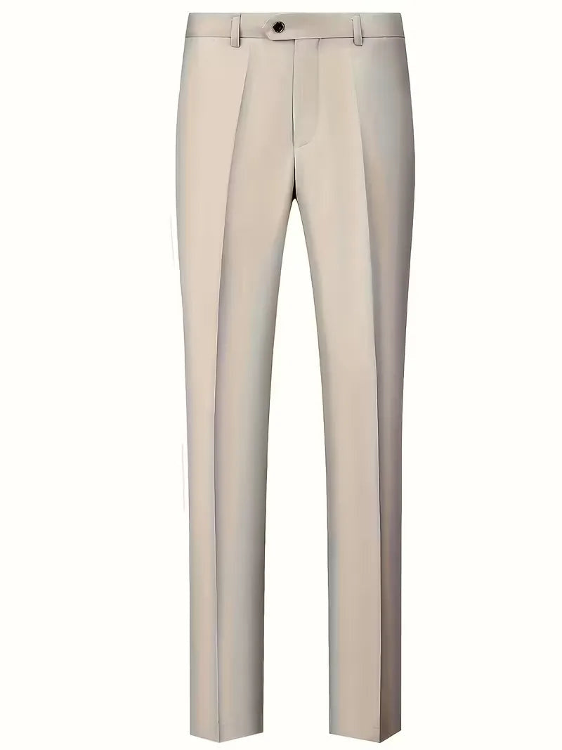 Notch-Lapel Three-Piece Suit with Pointed Waistcoat - Beige