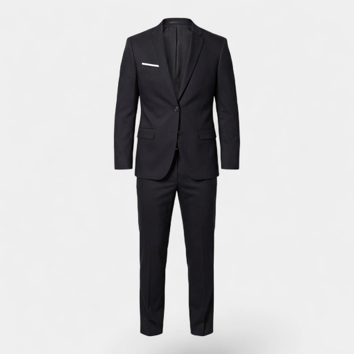 Double-Breasted Tailored Two-Piece Suit - Black