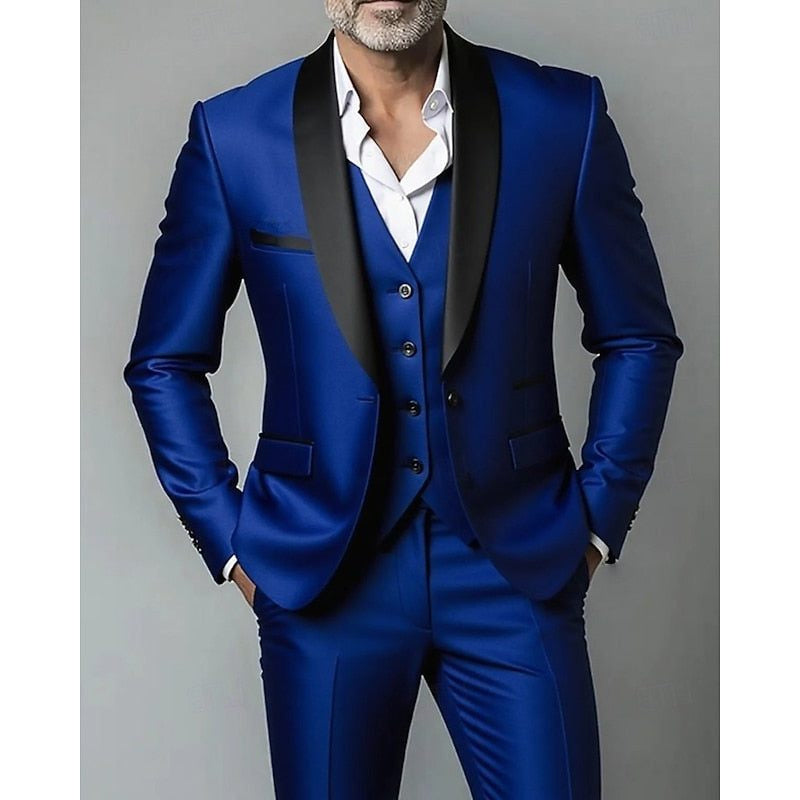 Shawl-Lapel Three-Piece Dinner Suit - Royal Blue
