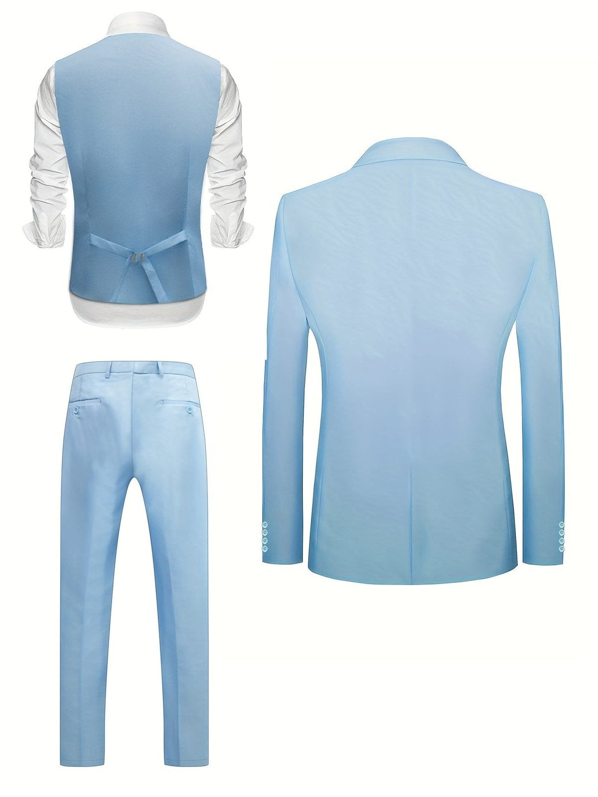 Single-Breasted Three-Piece Wedding Suit - Blue
