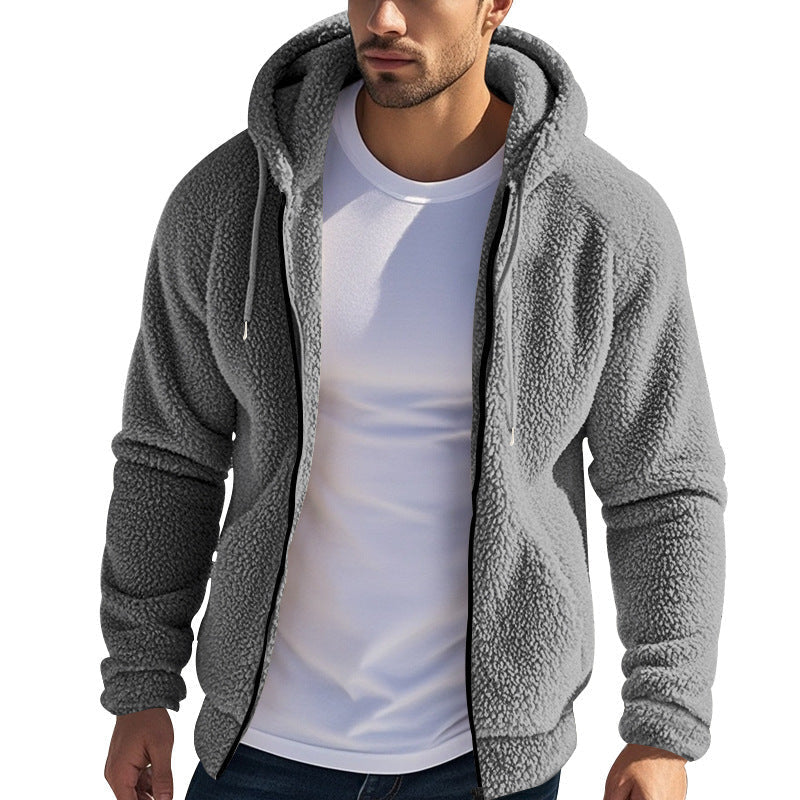 Teddyjacke mit Kapuze und Eingrifftaschen für Herren