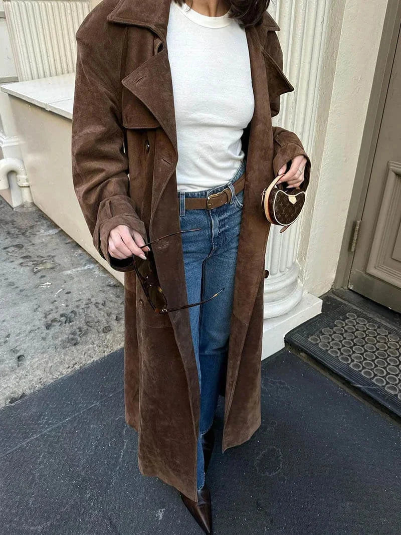 Trenchcoat mit Revers und Gürtel für Damen