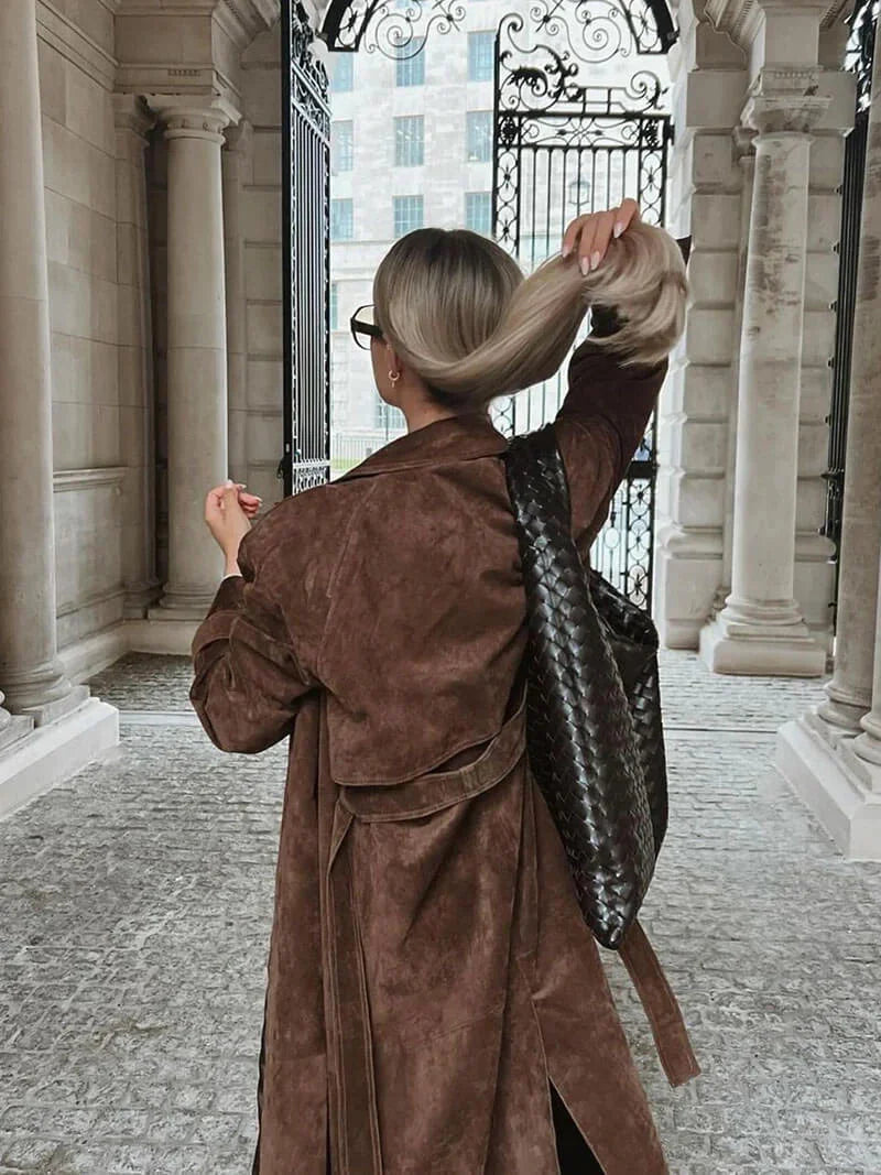Trenchcoat mit Revers und Gürtel für Damen