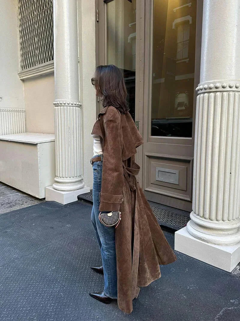 Trenchcoat mit Revers und Gürtel für Damen