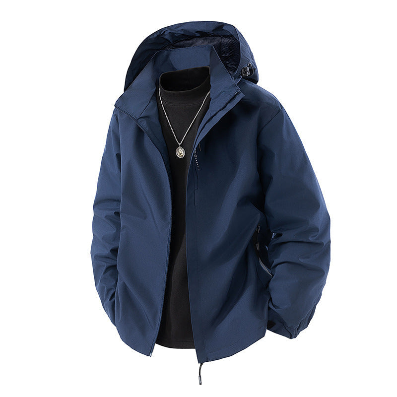 Übergangsjacke mit Kapuze und Meshfutter für Herren - Dunkelblau