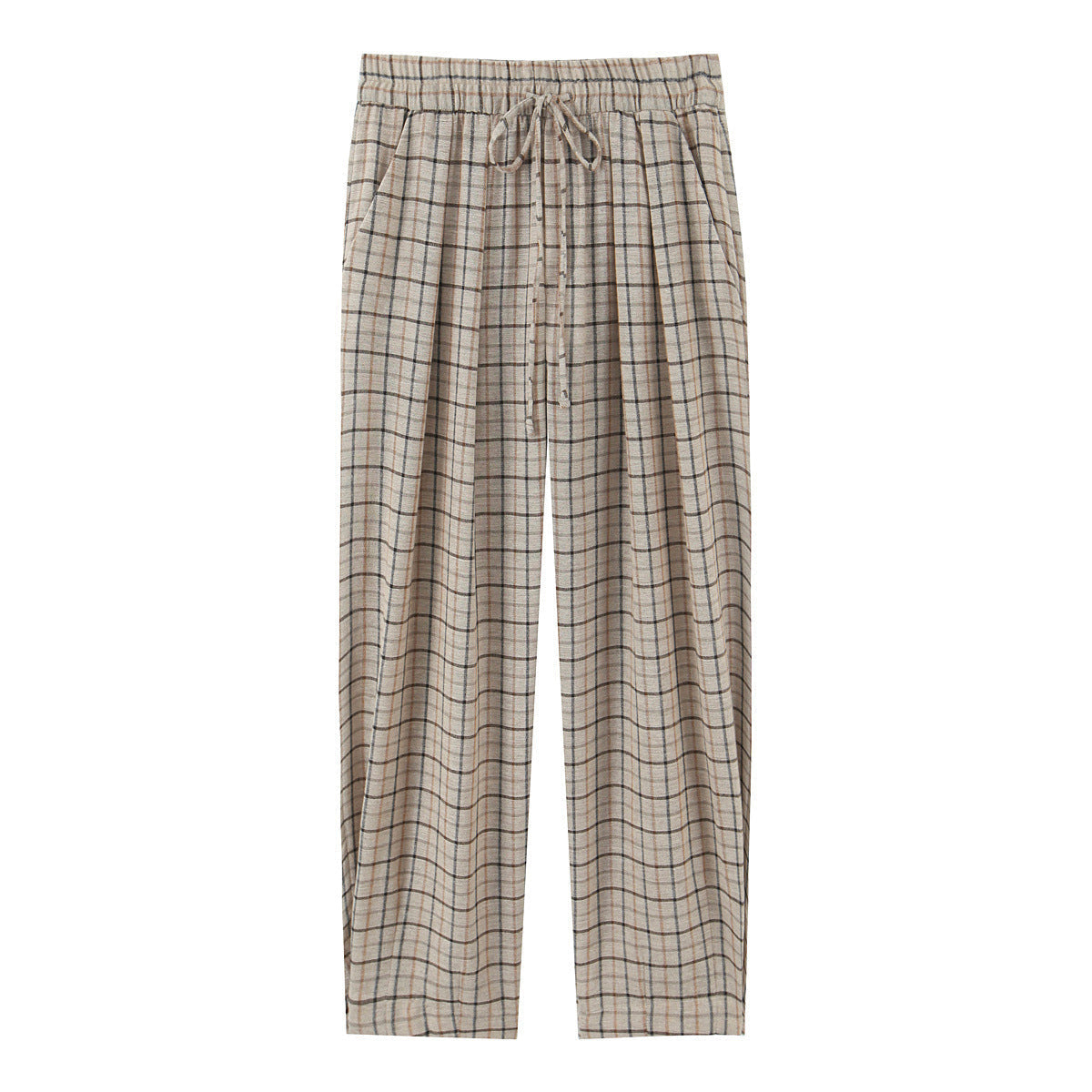 Weite Hose mit Karomuster und Bügelfalte für Damen