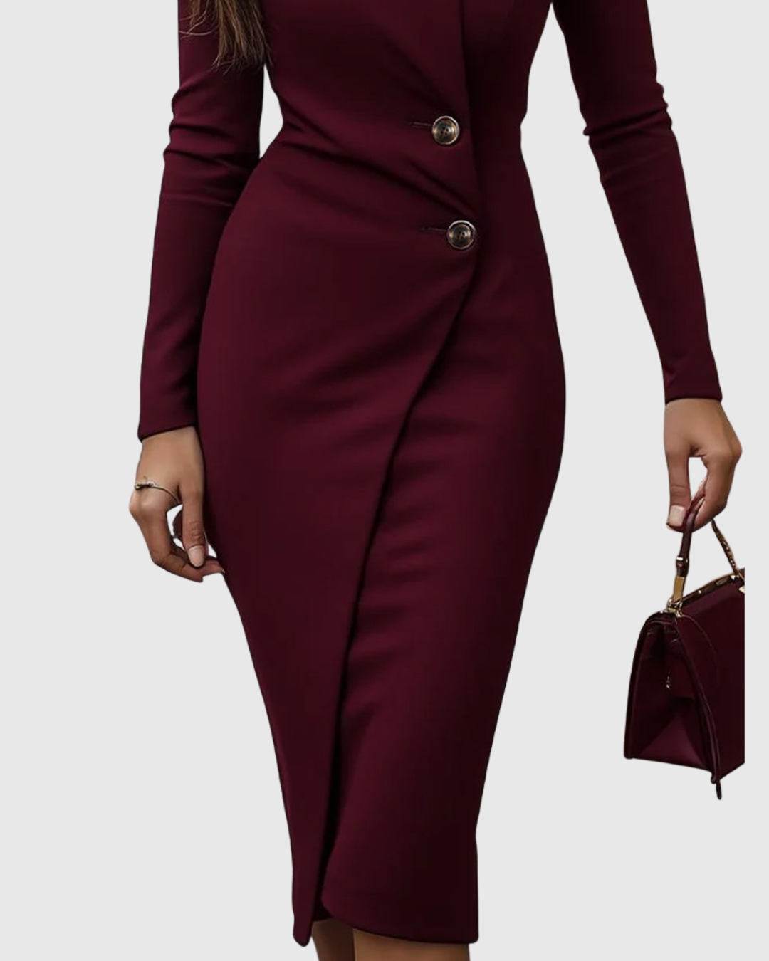 Wickelkleid mit Midilänge und Knöpfen für Damen