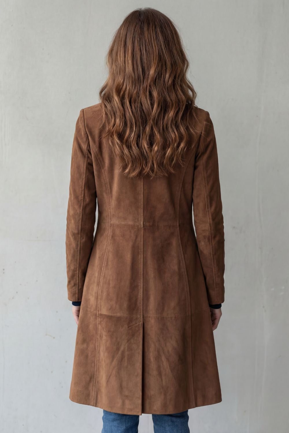 Wildledermantel in Wildlederoptik mit Revers für Damen