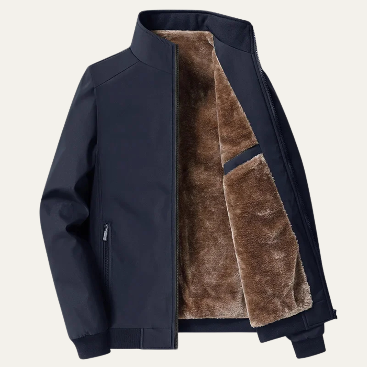 Winterjacke mit Fleecefutter und Reißverschluss für Herren - Dunkelblau