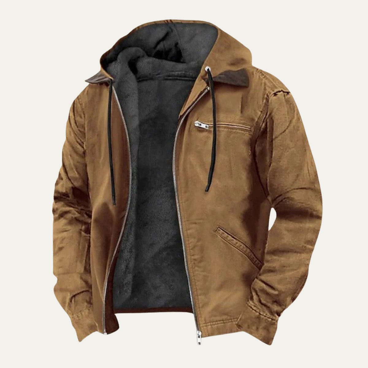 Winterjacke mit Kapuze und Rippbündchen für Herren