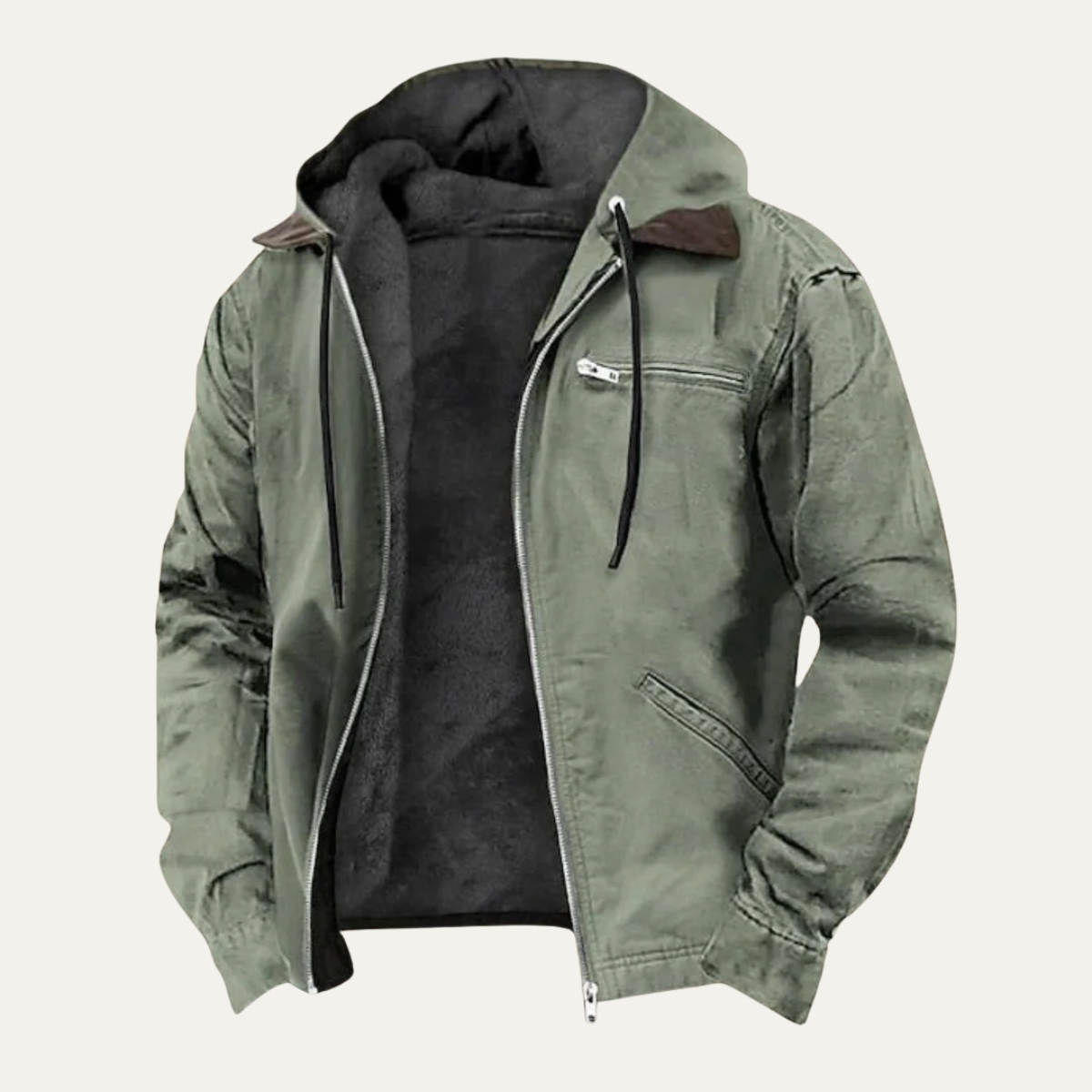 Winterjacke mit Kapuze und Rippbündchen für Herren