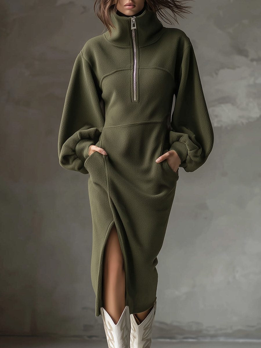 Winterkleid in Midilänge mit Laternenärmeln für Damen