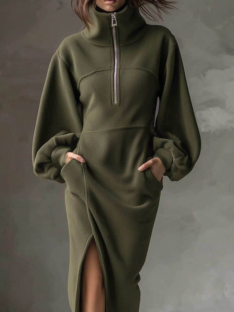 Winterkleid in Midilänge mit Laternenärmeln für Damen