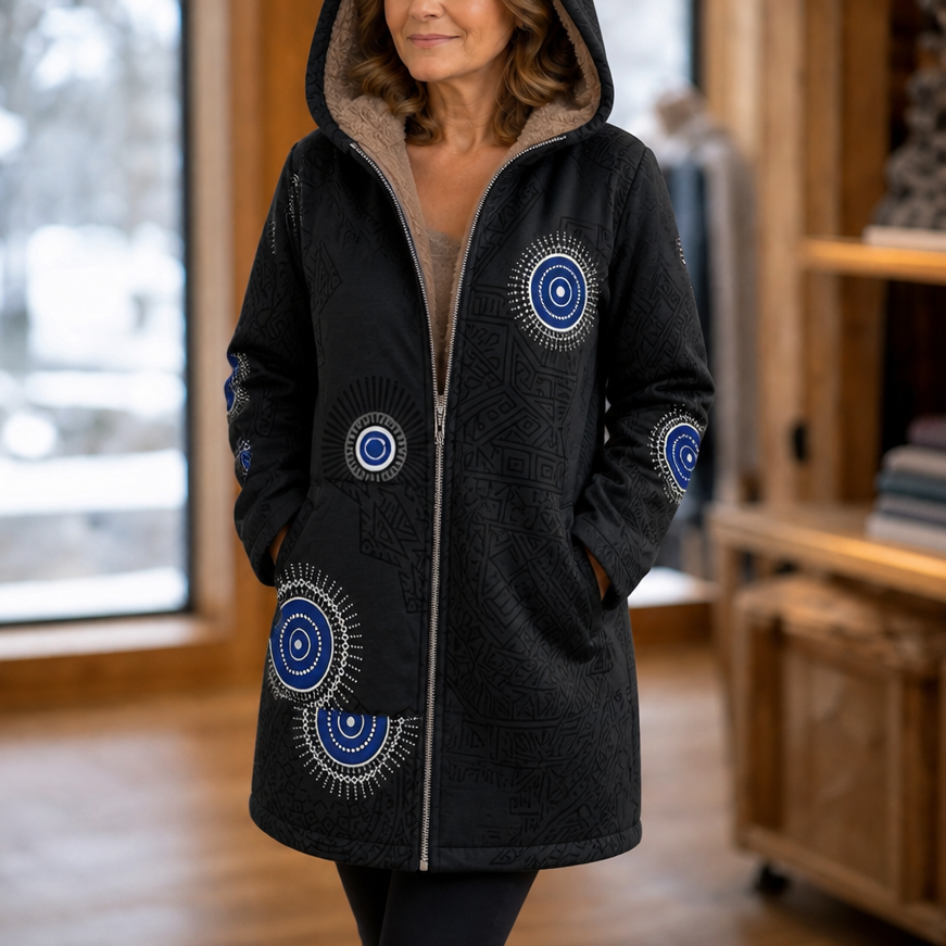 Wintermantel mit Kapuze und geradem Schnitt für Damen