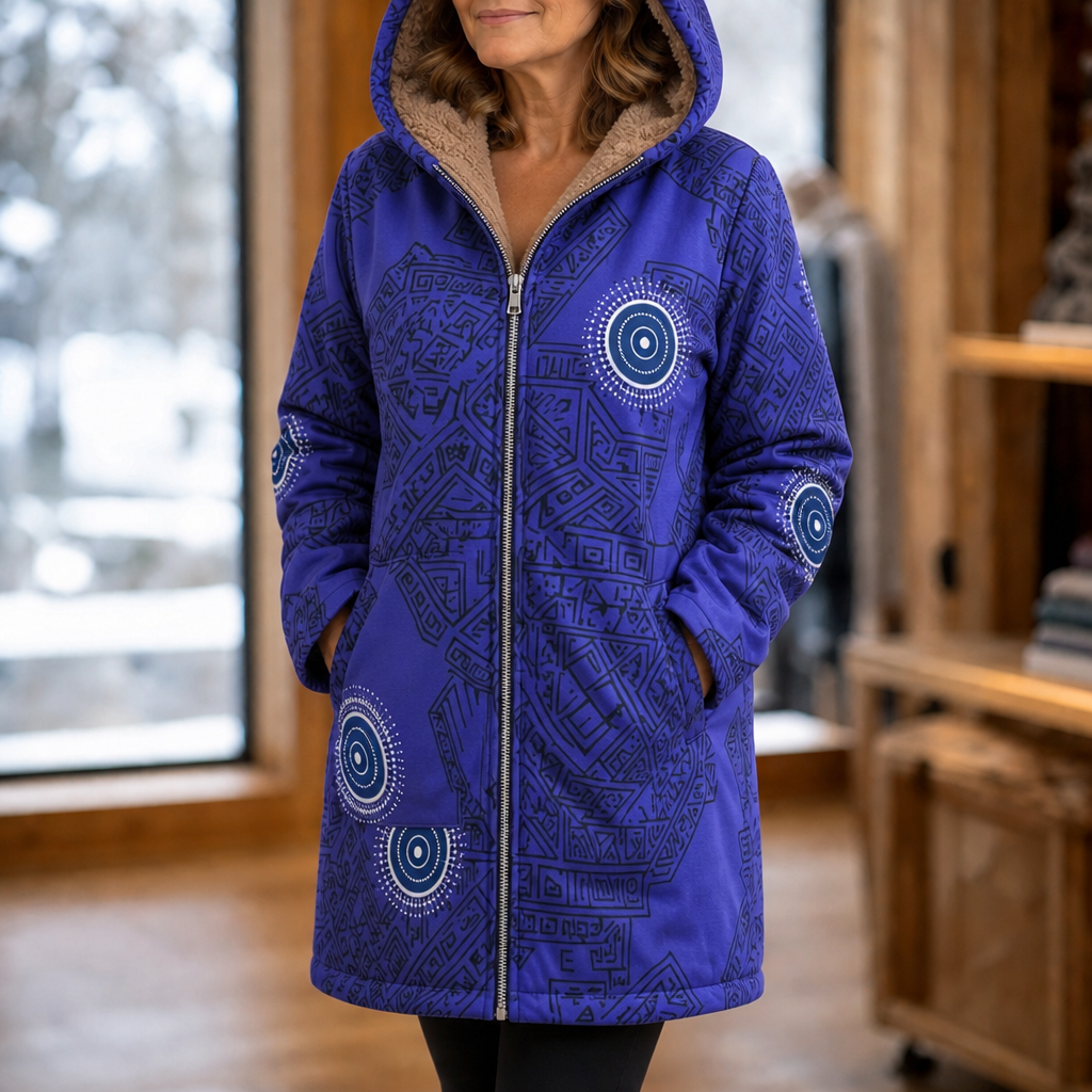 Wintermantel mit Kapuze und geradem Schnitt für Damen