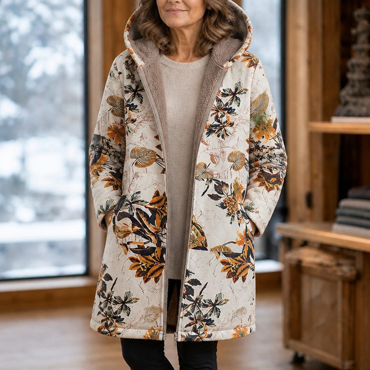 Wintermantel mit Kapuze und geradem Schnitt für Damen
