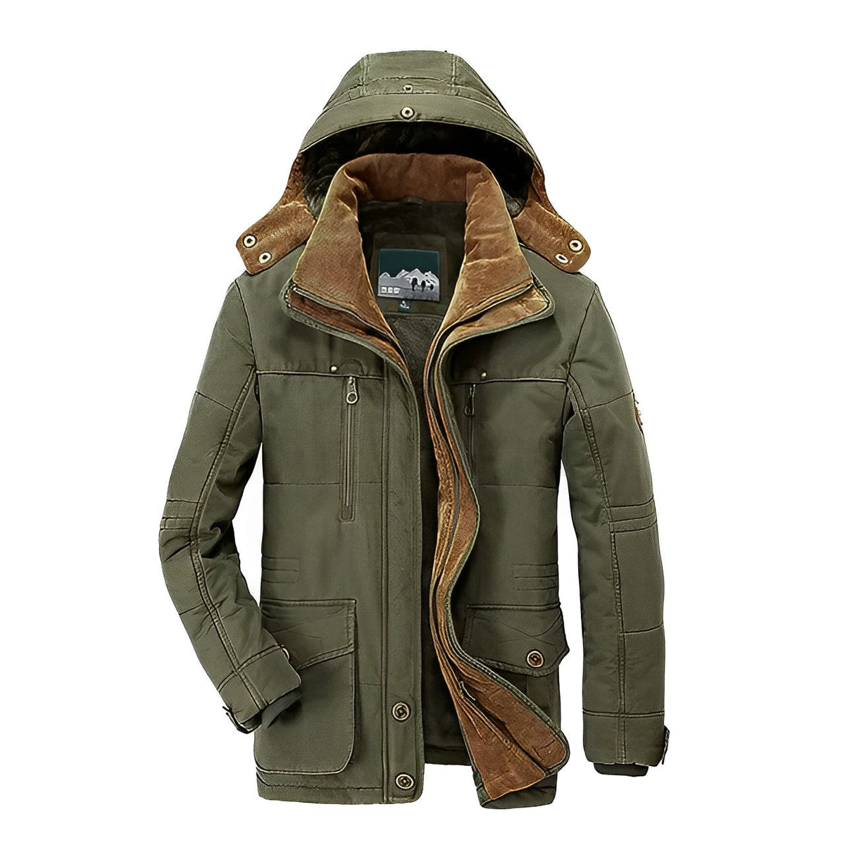 Winterjacke mit Kapuze und tailliertem Schnitt für Herren - Grün
