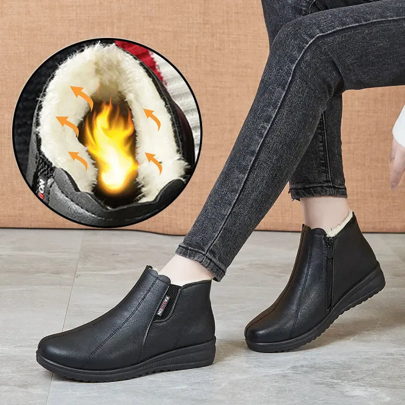 Winterstiefel aus Leder mit weicher Sohle für Damen