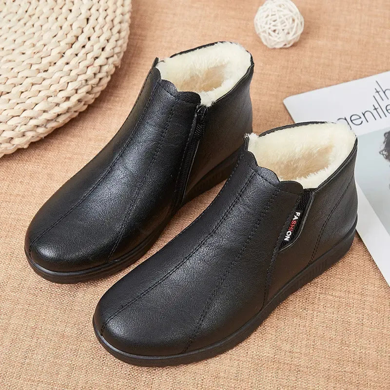 Winterstiefel aus Leder mit weicher Sohle für Damen