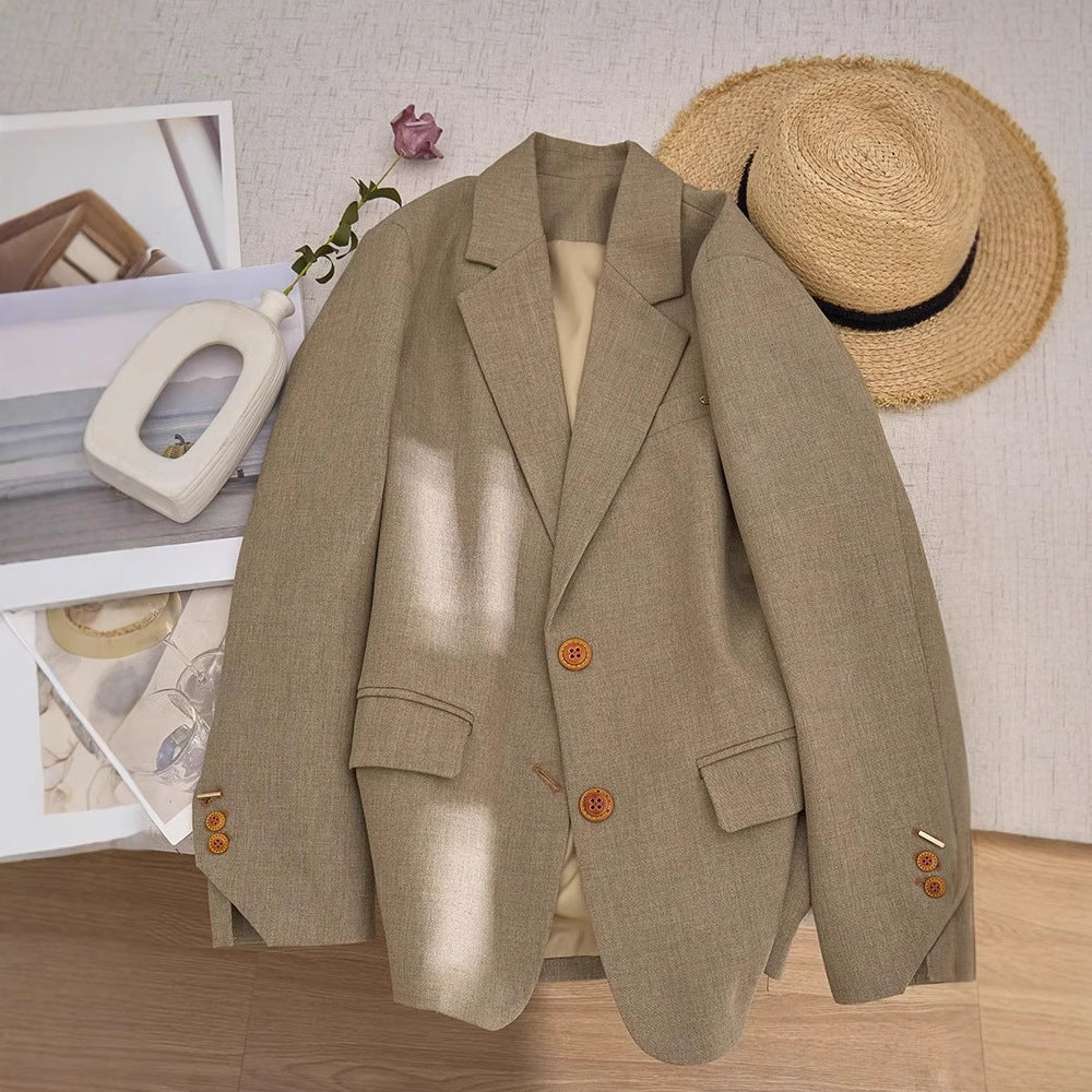 Wollblazer mit Revers und zwei Knöpfen für Damen