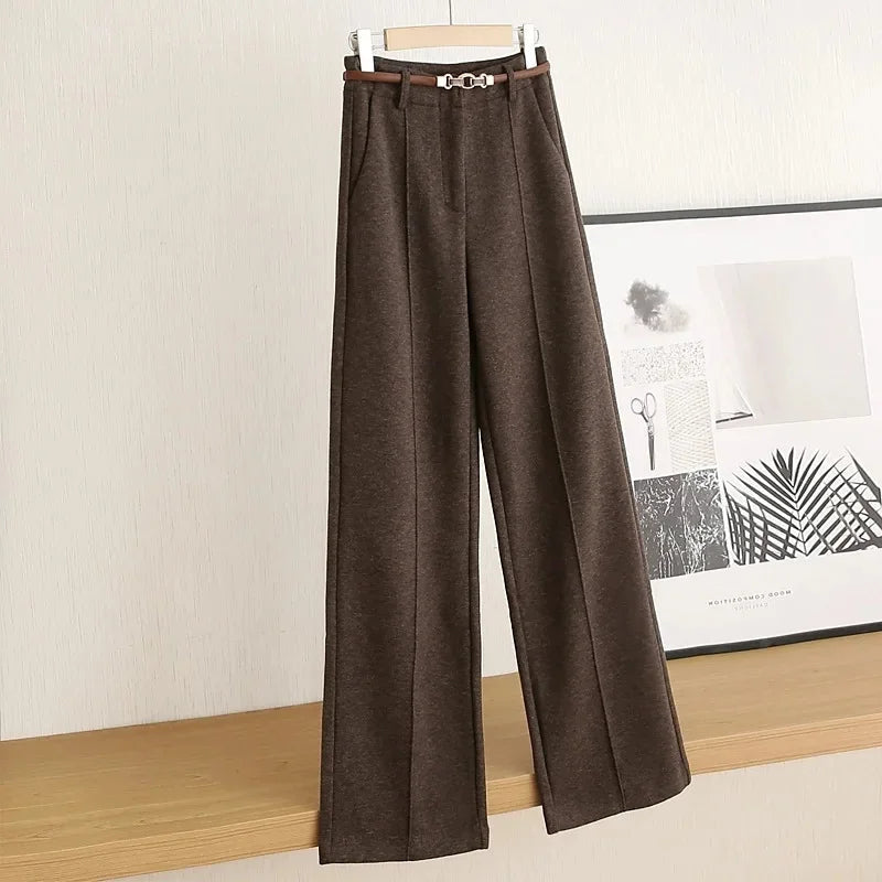 Wollhose mit geradem Bein und weichem Fall für Damen
