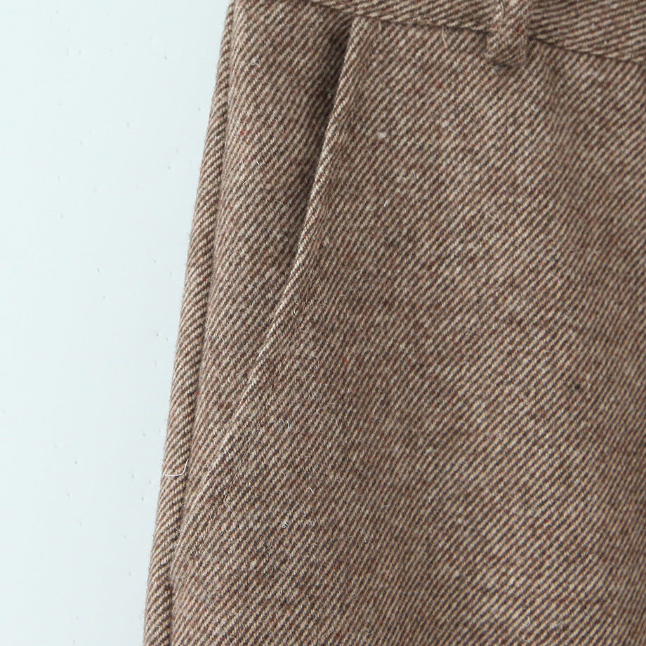 Wollhose mit hohem Bund und weitem, geradem Bein für Damen
