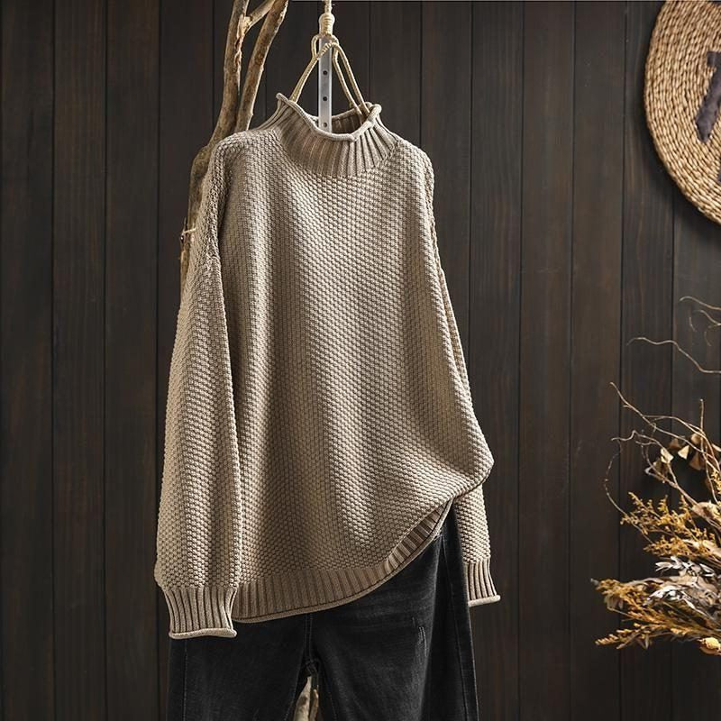 Wollpullover mit Strukturstrick und lockerem Schnitt für Damen