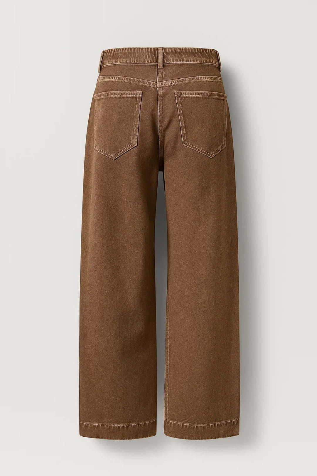 High-Waisted Cropped Wide-Leg Jeans - Brown