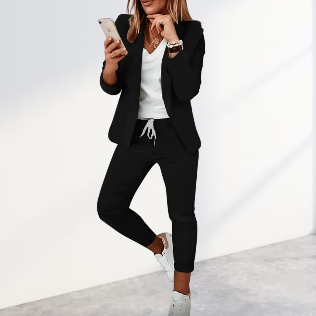 Oversized Blazer and Drawstring Jogger Co-Ord - Black