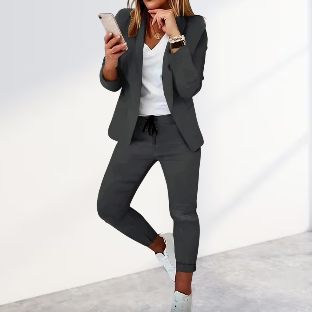 Oversized Blazer and Drawstring Jogger Co-Ord - Grey