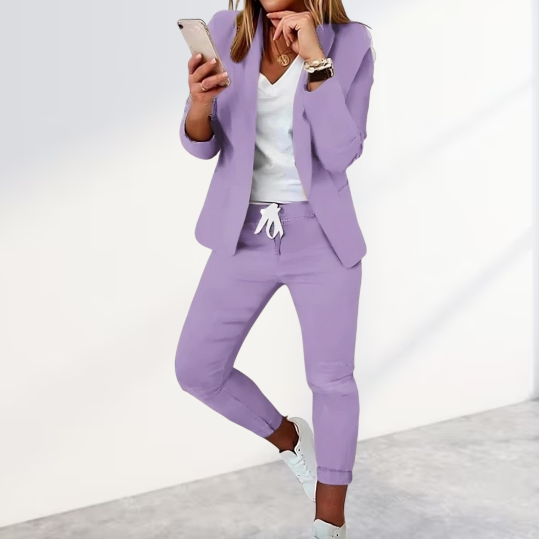 Oversized Blazer and Drawstring Jogger Co-Ord - Purple