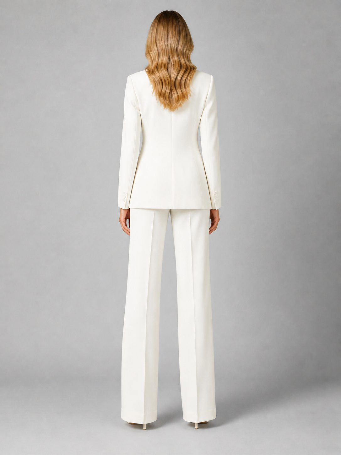 Tailored Blazer and Wide-Leg Trouser Set - White