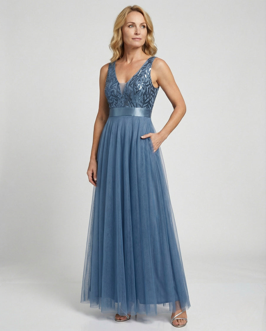 Abendkleid mit A-Linie und Stickerei für Damen