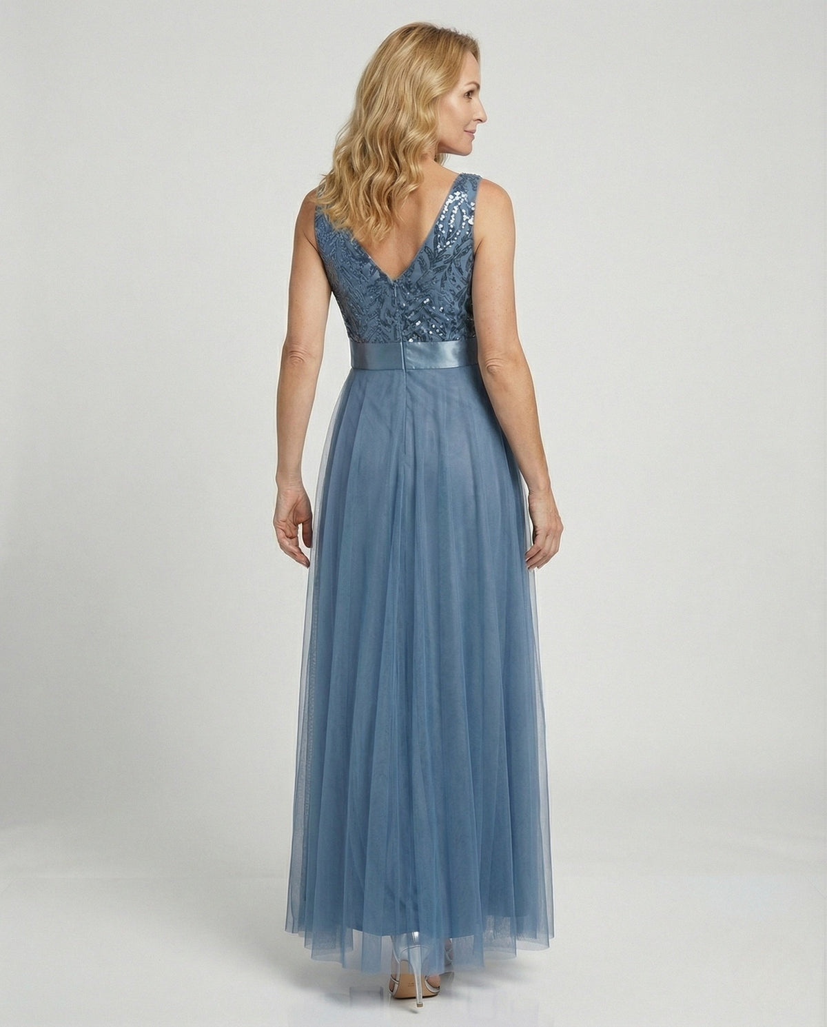 Abendkleid mit A-Linie und Stickerei für Damen