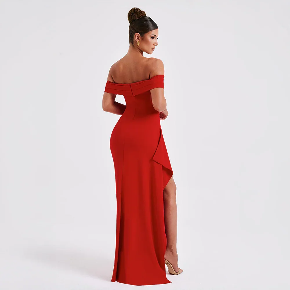 Abendkleid mit Seitenschlitz und freien Schultern für Damen