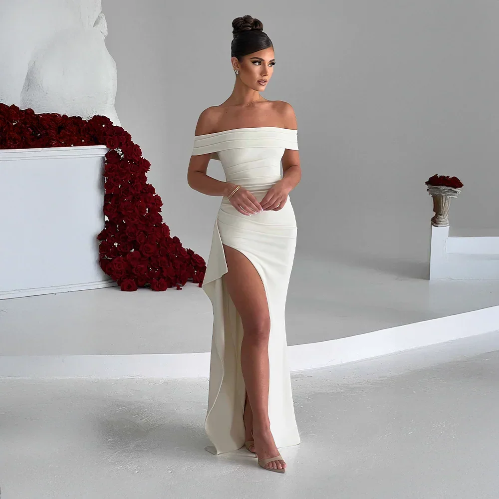 Abendkleid mit Seitenschlitz und freien Schultern für Damen