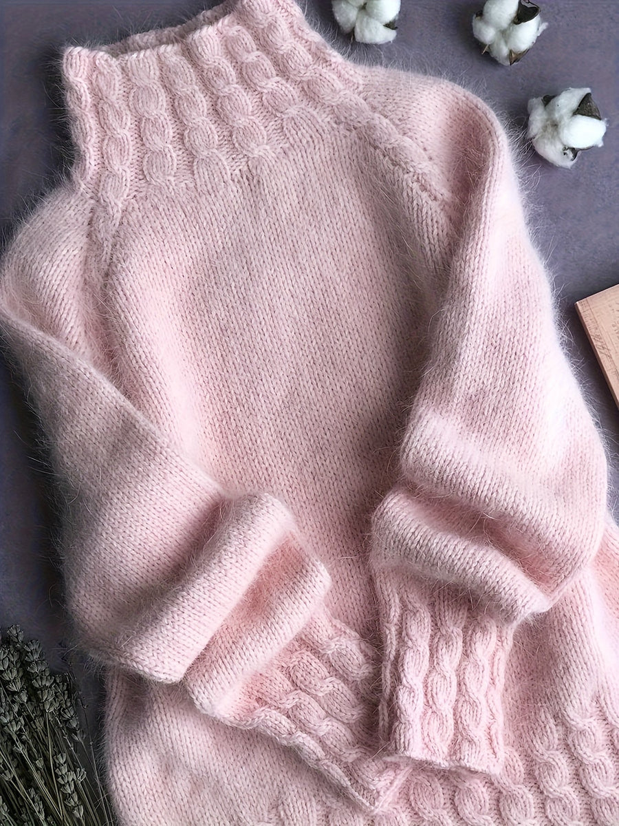 Alpaka Pullover mit Stehkragen und Ballonärmeln für Damen