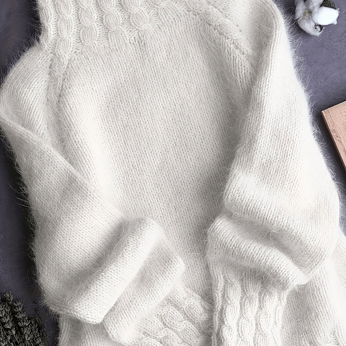 Alpaka Pullover mit Stehkragen und Ballonärmeln für Damen