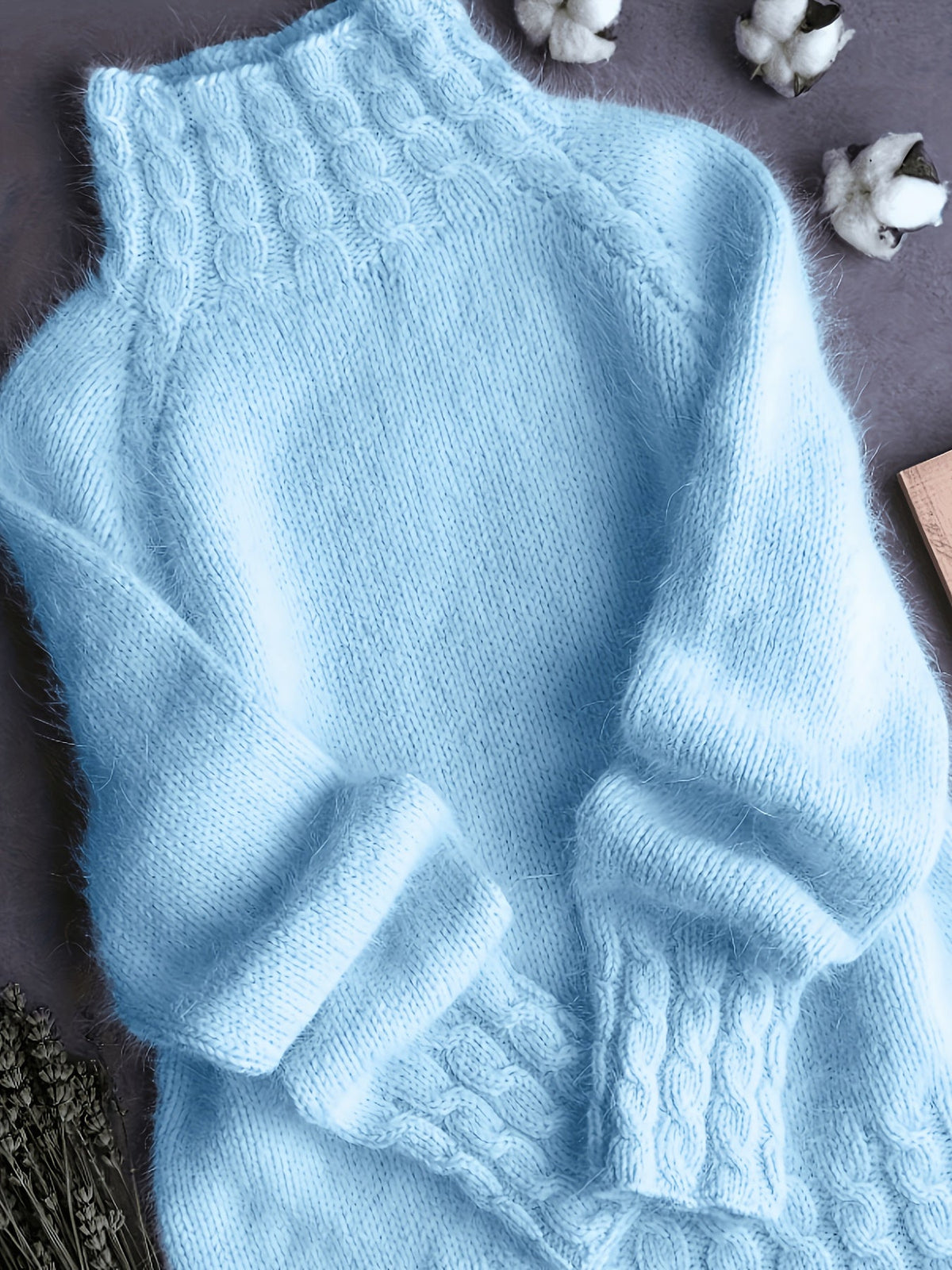 Alpaka Pullover mit Stehkragen und Ballonärmeln für Damen