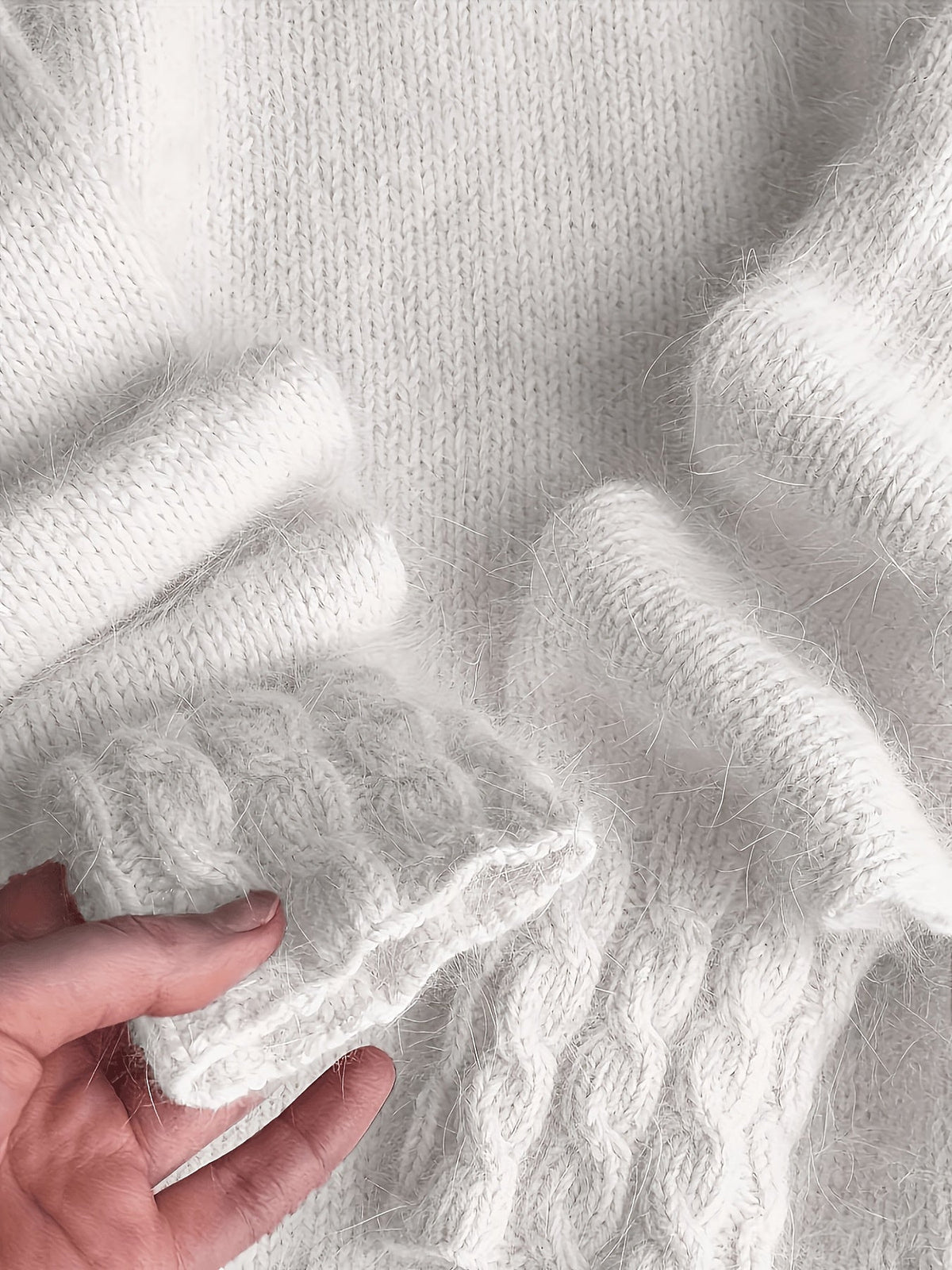 Alpaka Pullover mit Stehkragen und Ballonärmeln für Damen
